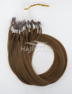 Festett középbarna mikrogyűrűs haj 0,8g/tincs - 50-55 cm