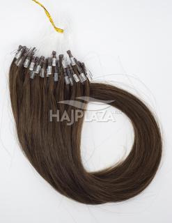 Festett sötétbarna mikrogyűrűs haj 0,8g/tincs - 50-55 cm