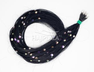 Strasszköves hajdísz fekete - 50-55 cm