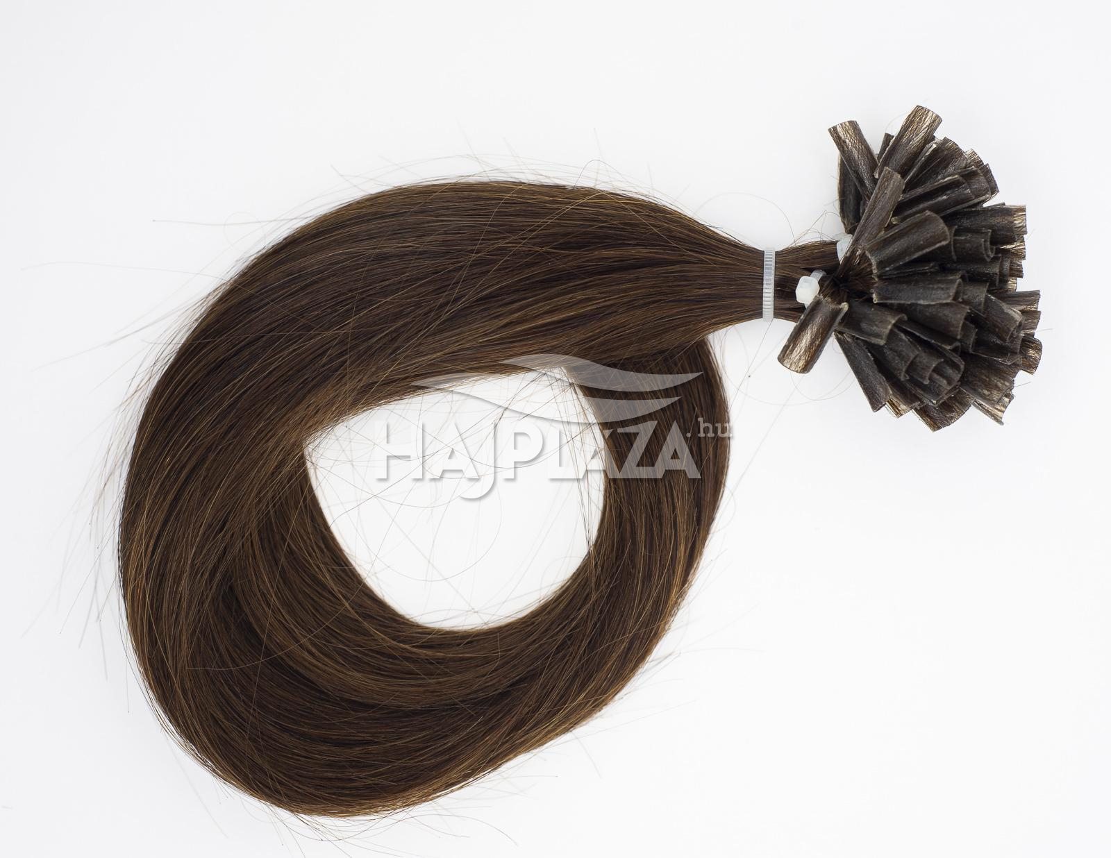  Festett sötétbarna keratinos haj - 50-55 cm