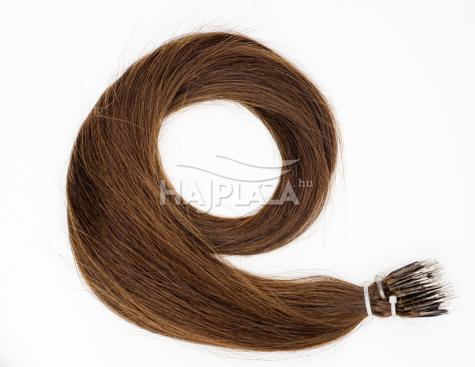 Festett középbarna nanogyűrűs haj - 50-55 cm