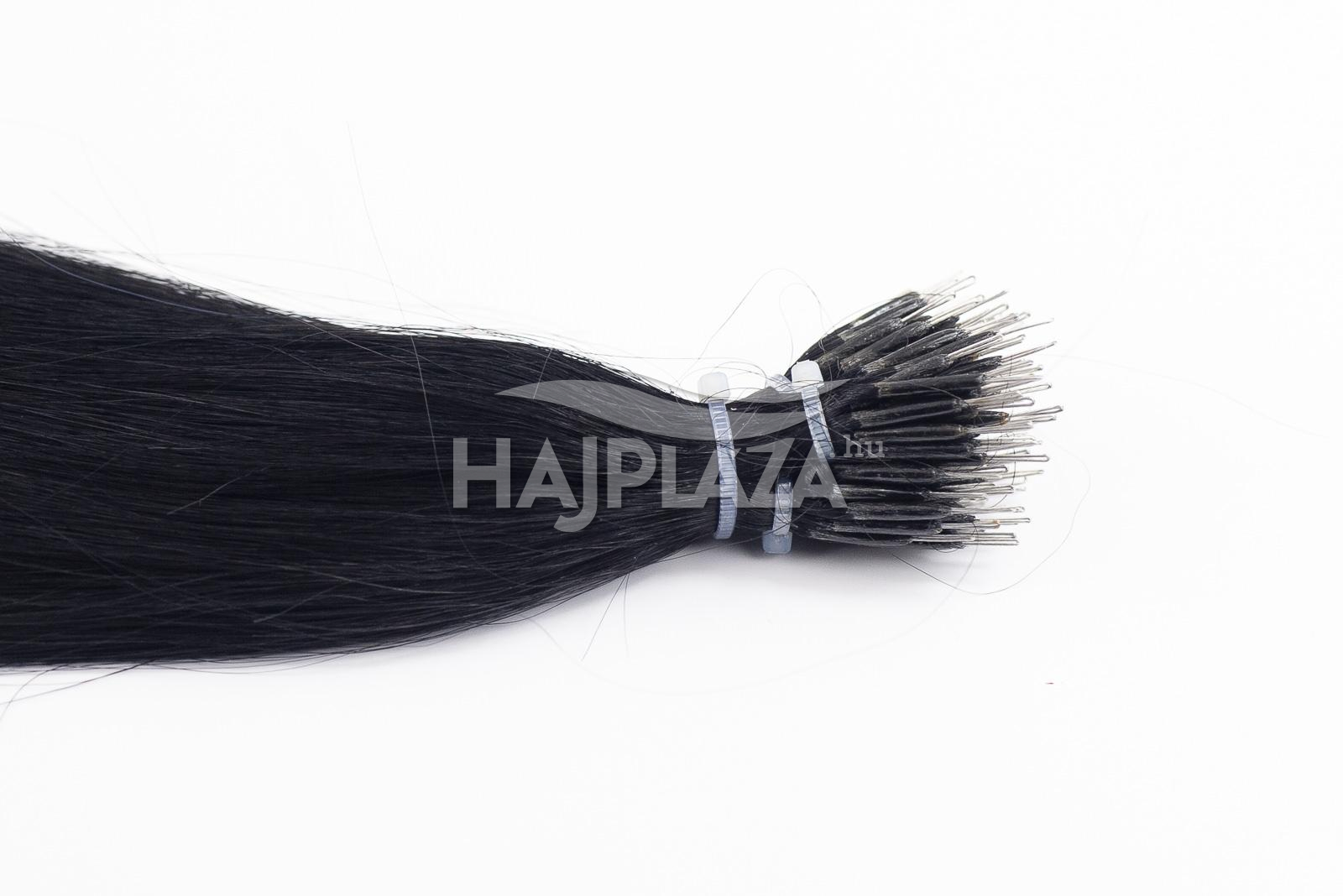 Festett fekete nanogyűrűs haj  - 50-55 cm