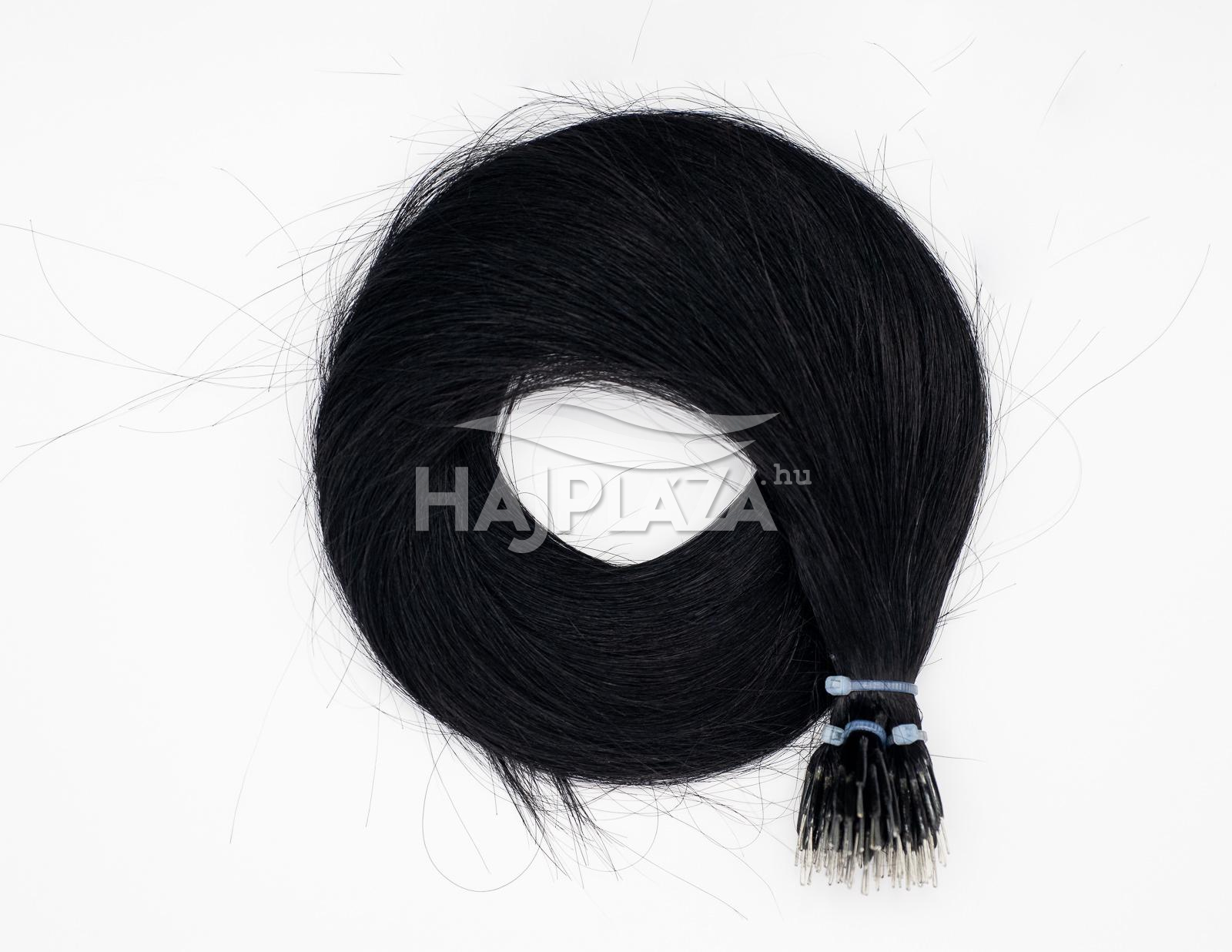 Festett fekete nanogyűrűs haj  - 50-55 cm
