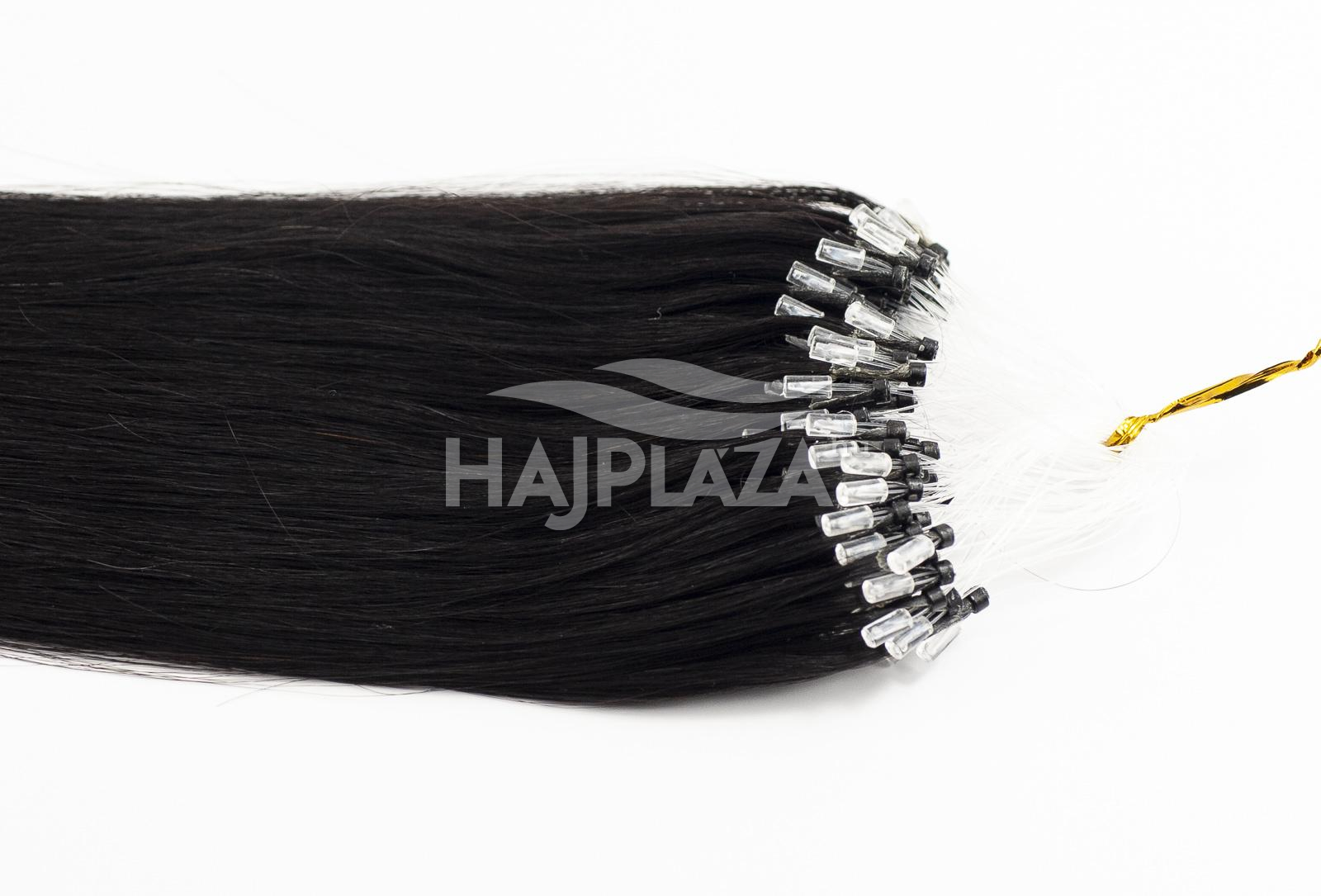 Festett fekete mikrogyűrűs haj 0,8g/tincs - 50-55 cm